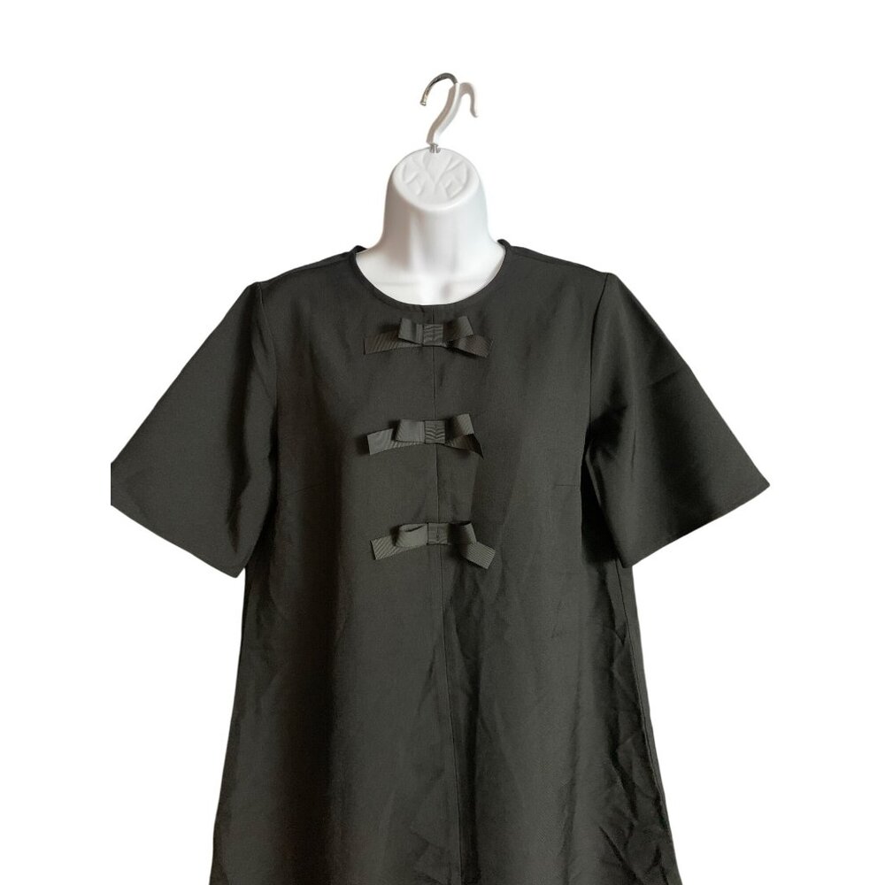 A New Day Womens Black Bow Accent Short Sleeve A-Line Dress Size Small - Picture 5 of 11
